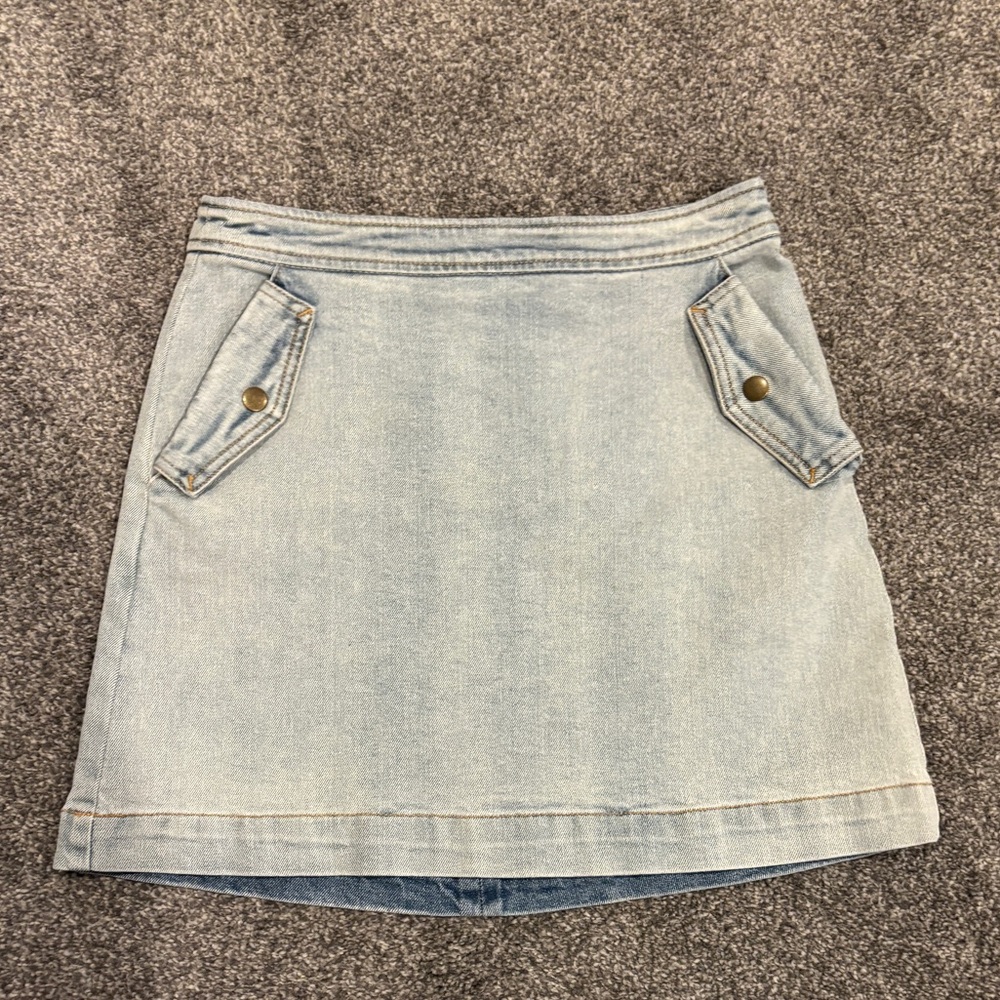 Copper Key Light Blue Denim Mini Skirt Small